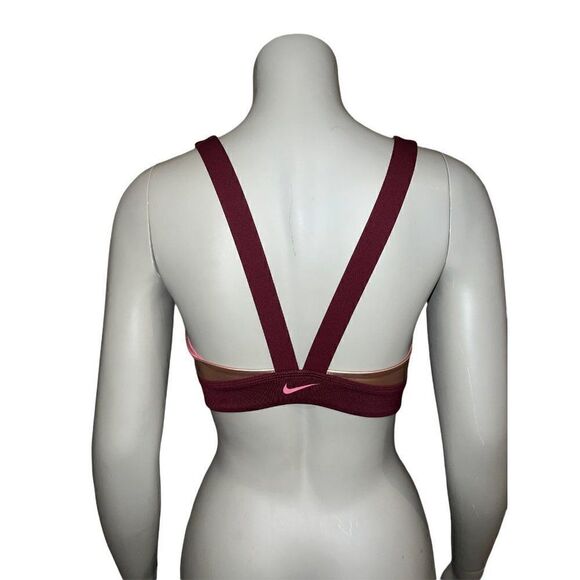 Nike Women's Burgundy & Gold Indy Metallic Low Impact Sports Bra Extra Small NWT - Picture 4 of 7